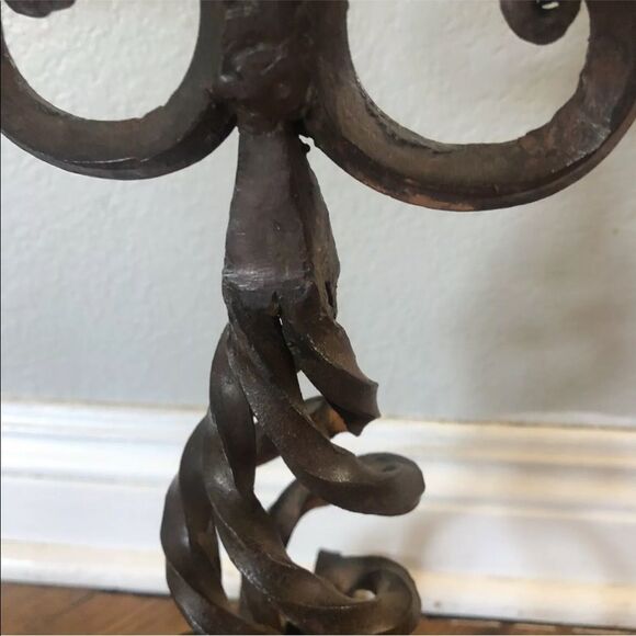 WROUGHT IRON RUST COLOR ARTE DE MEXICO CANDELABRA/CANDLE HOLDER 23” TALL - Picture 5 of 8